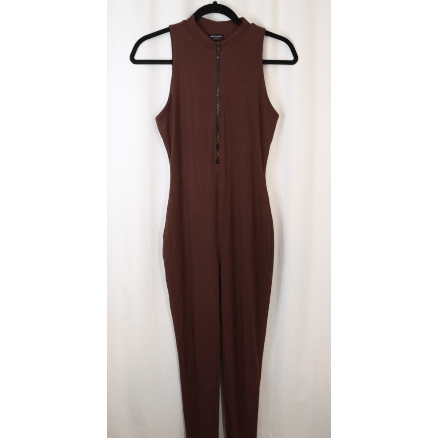 Naked Wardrobe Brown Jumpsuit Zip Sleeveless One Piece Size 1/XS