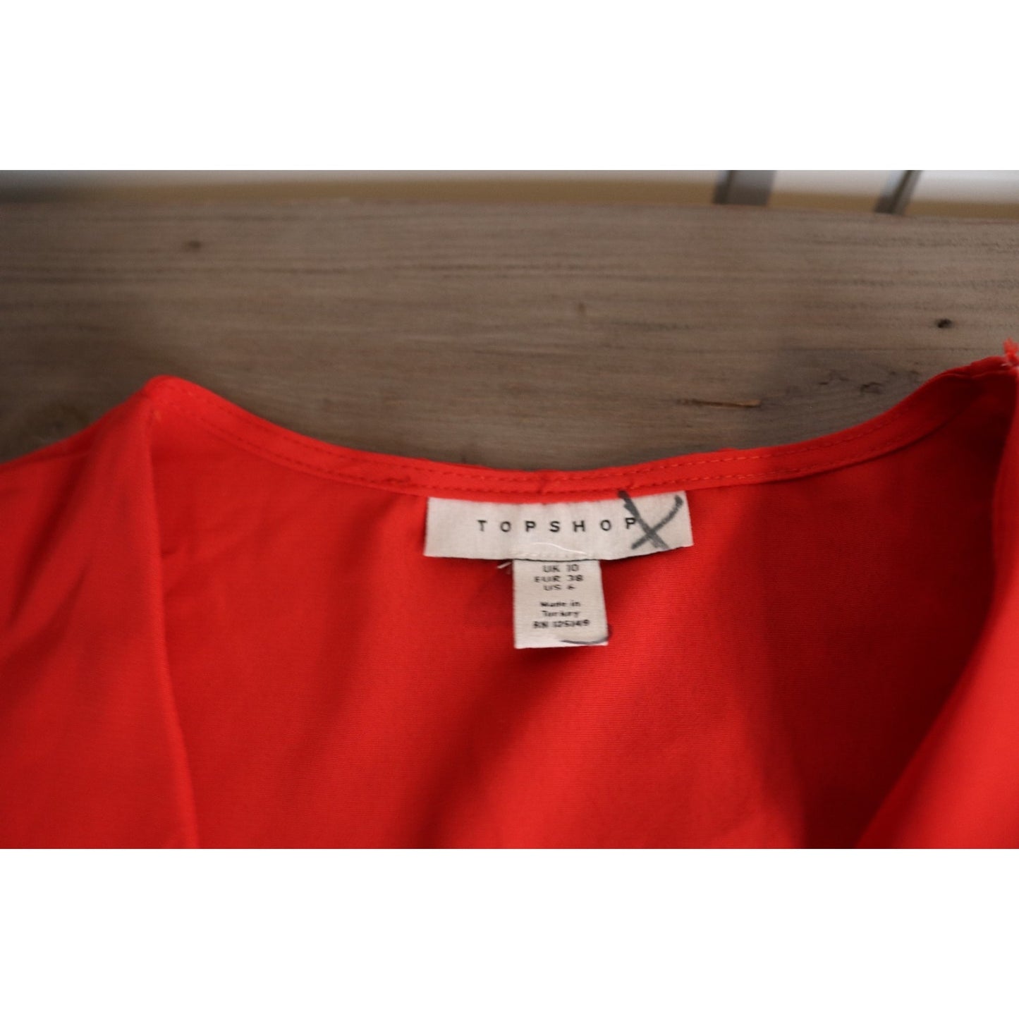 Topshop Red Wrapped Dress Size 6 Long Sleeve Polyester