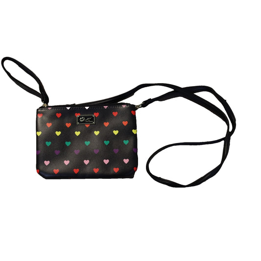 Luv Betsey by Betsey Johnson Black Rainbow Crossbody Bag Detachable Heart (31