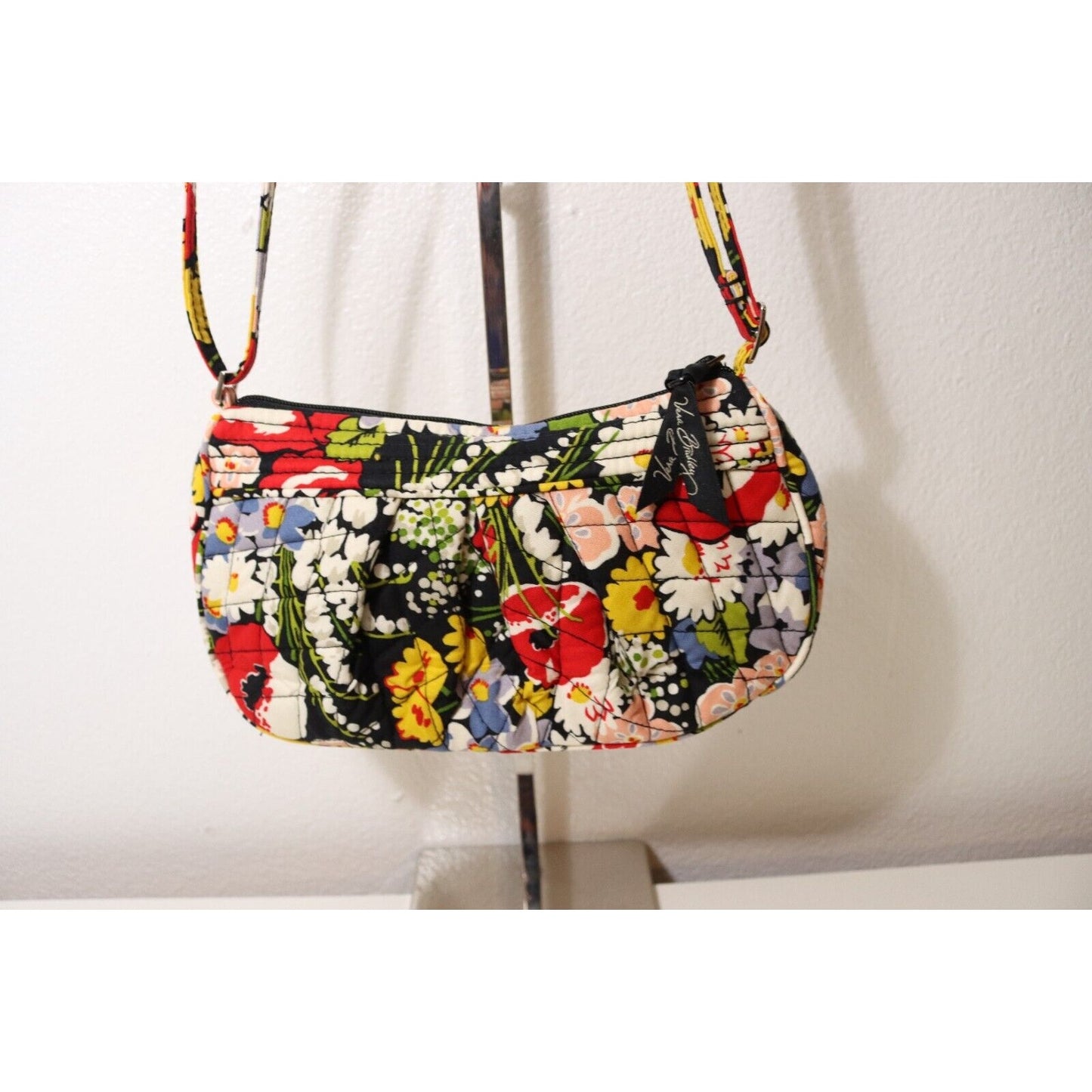 Vera Bradley Small Crossbody/Shoulder Bag Purse Yellow Black Red White Floral