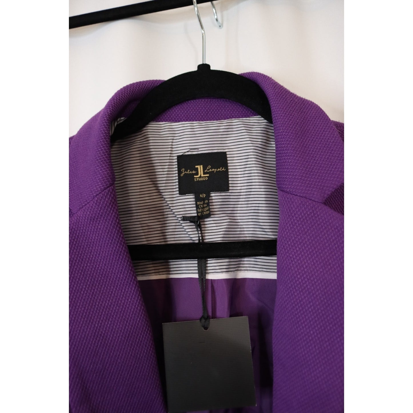 NWT Jules Leopald Studio Purple Blazer Size Small One Button Long Sleeve