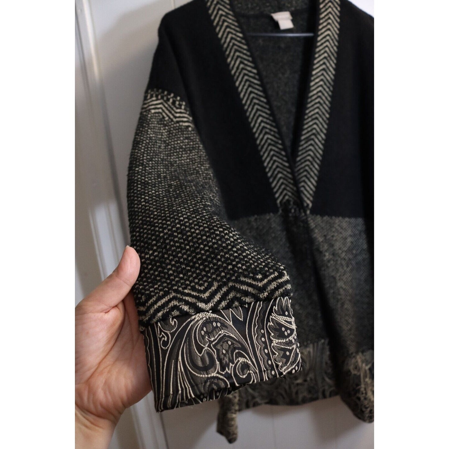 Chico Cardigan Size 2/L Black Grey