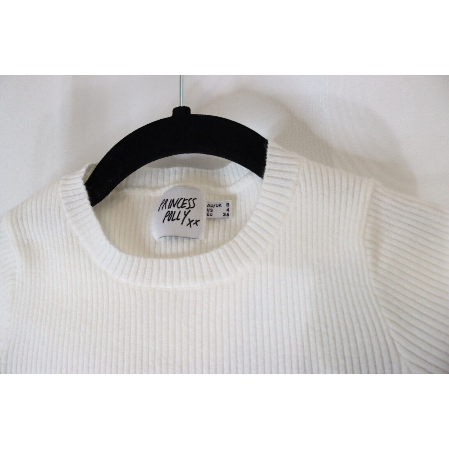 Princess Polly White Cropped Short Sleeve Top Size 4