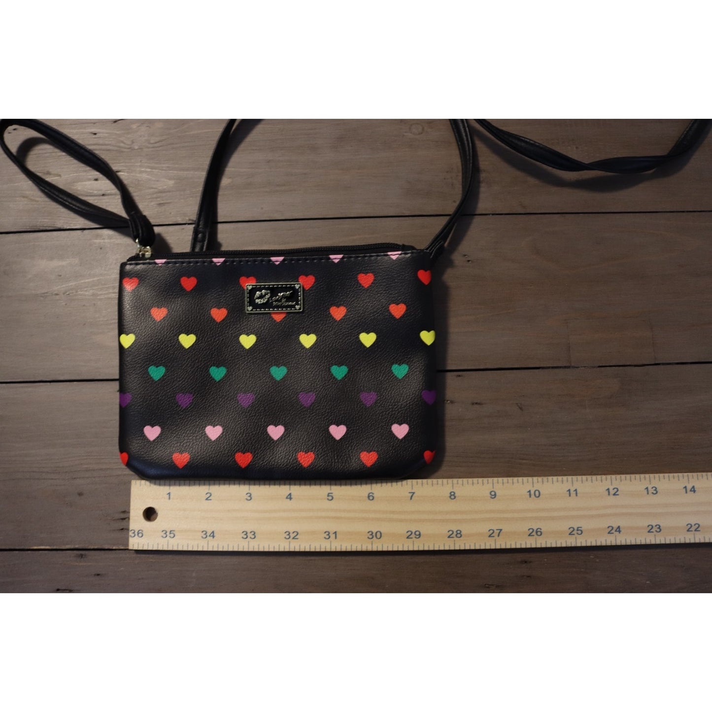 Luv Betsey by Betsey Johnson Black Rainbow Crossbody Bag Detachable Heart (31