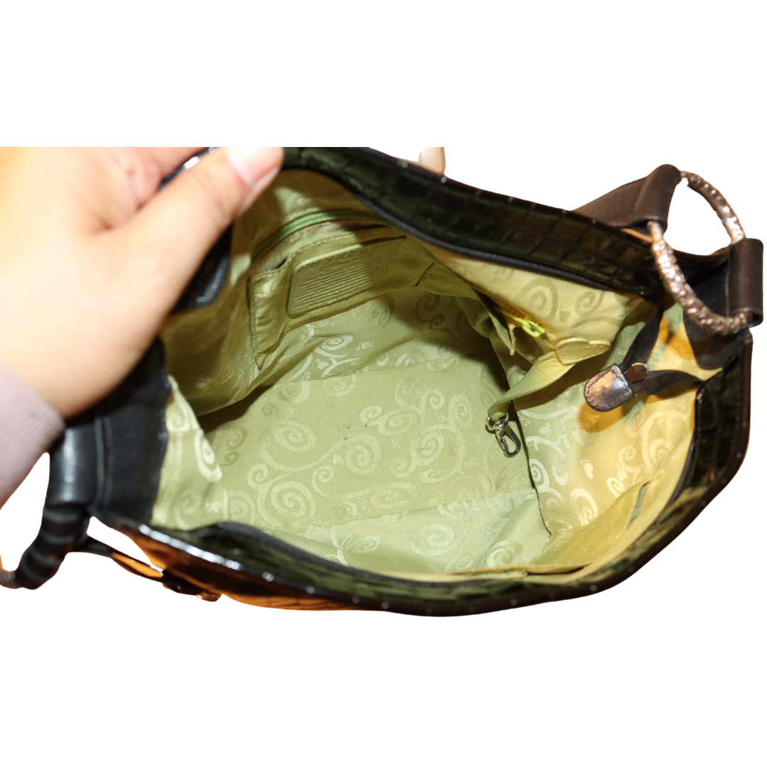 Brighton Patent Croc Leather Shoulder Handbag