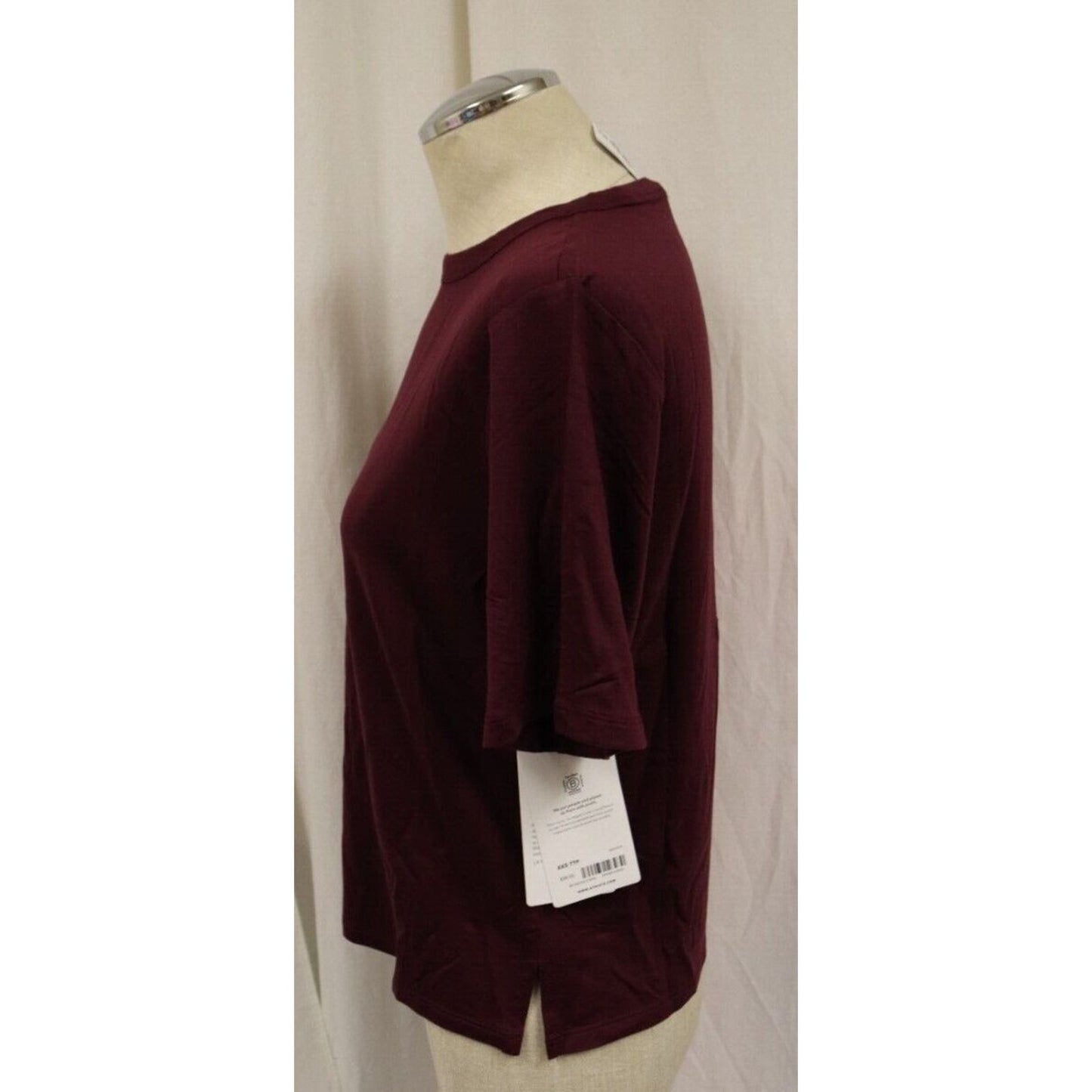 NWT Athleta Nighttime Bliss Sleep Tee Shirt Top Size XXS Women's Burgundy Red