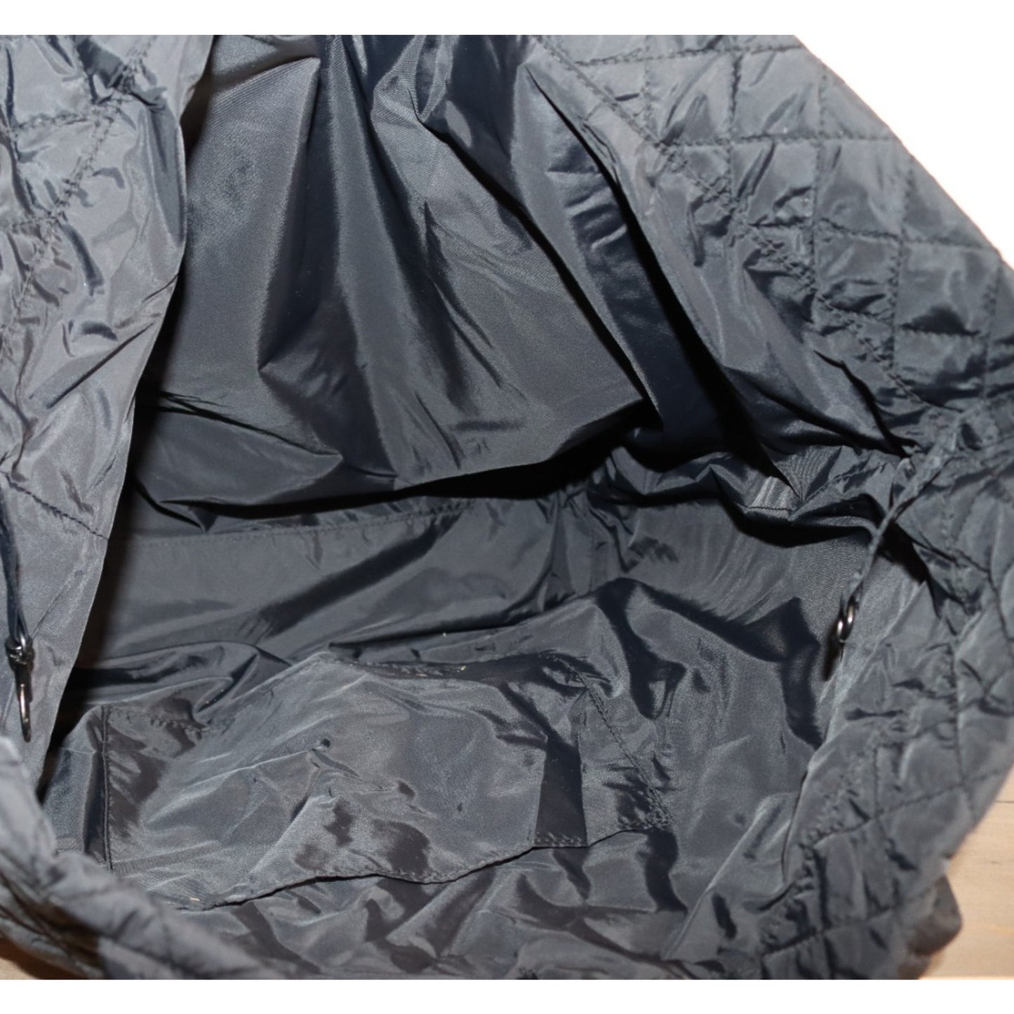 Jockey Black Quilted Tote Bag Snap Button Medium