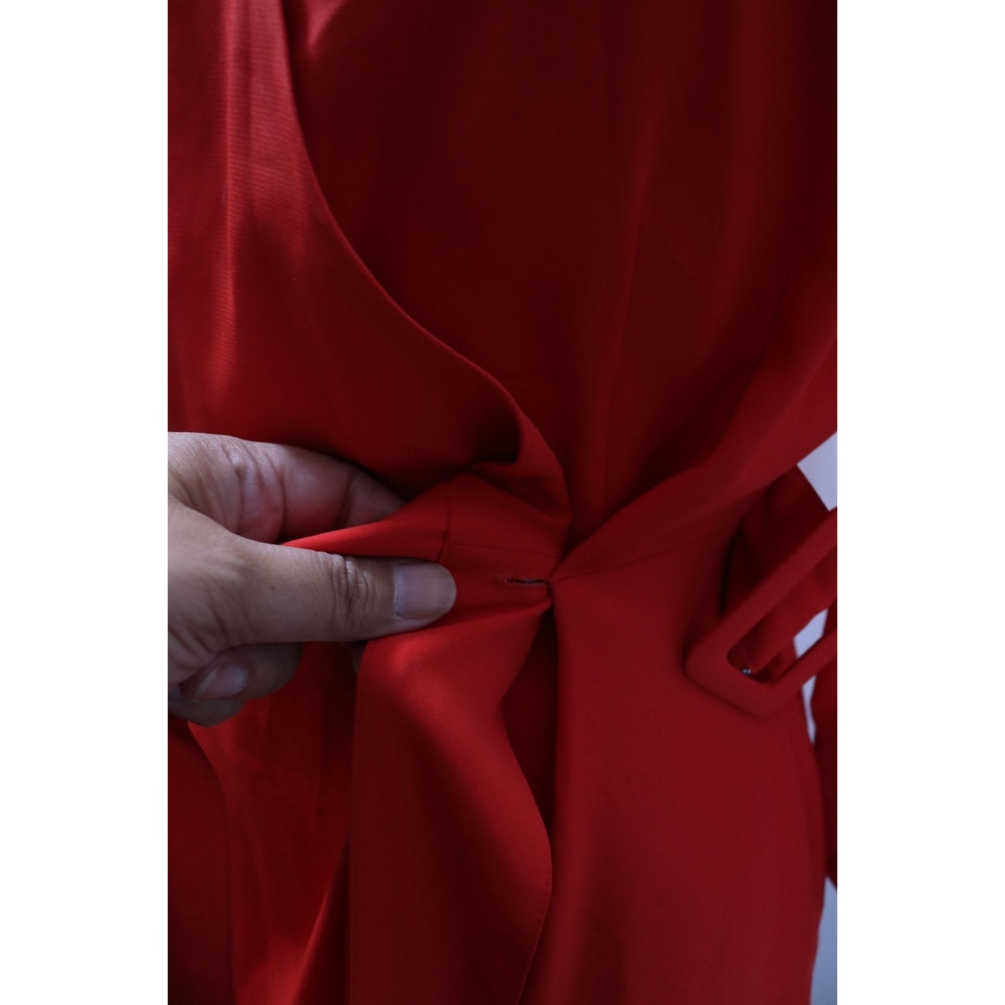 Topshop Red Wrapped Dress Size 6 Long Sleeve Polyester