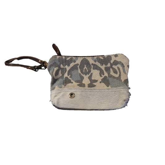 Myra Fur Wristlet Bag Grey Animal Print