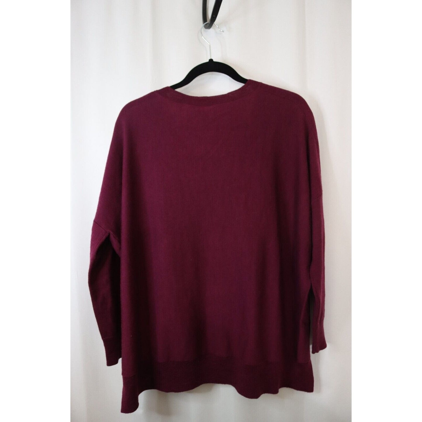 Eileen Fisher 100% Merino Wool Dark Purple High Low Size Small