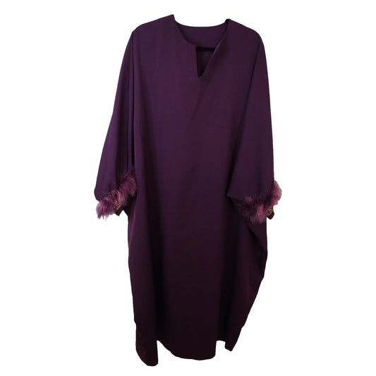 Kaftan Abaya Jilbab Purple Batwing Thick Short Sleeve