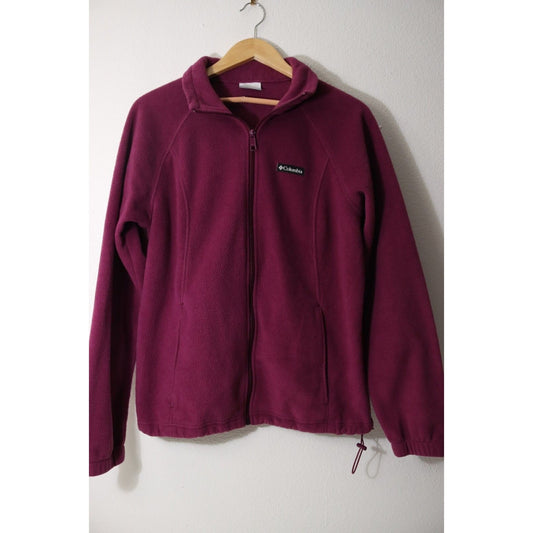 Columbia Purple Full Zip Fleece Sweater Size Large Pockets