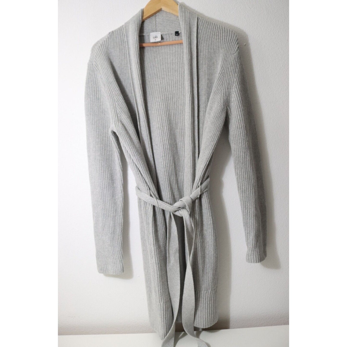 Cabi Grey Duster Sweater Size Medium Open with Tie