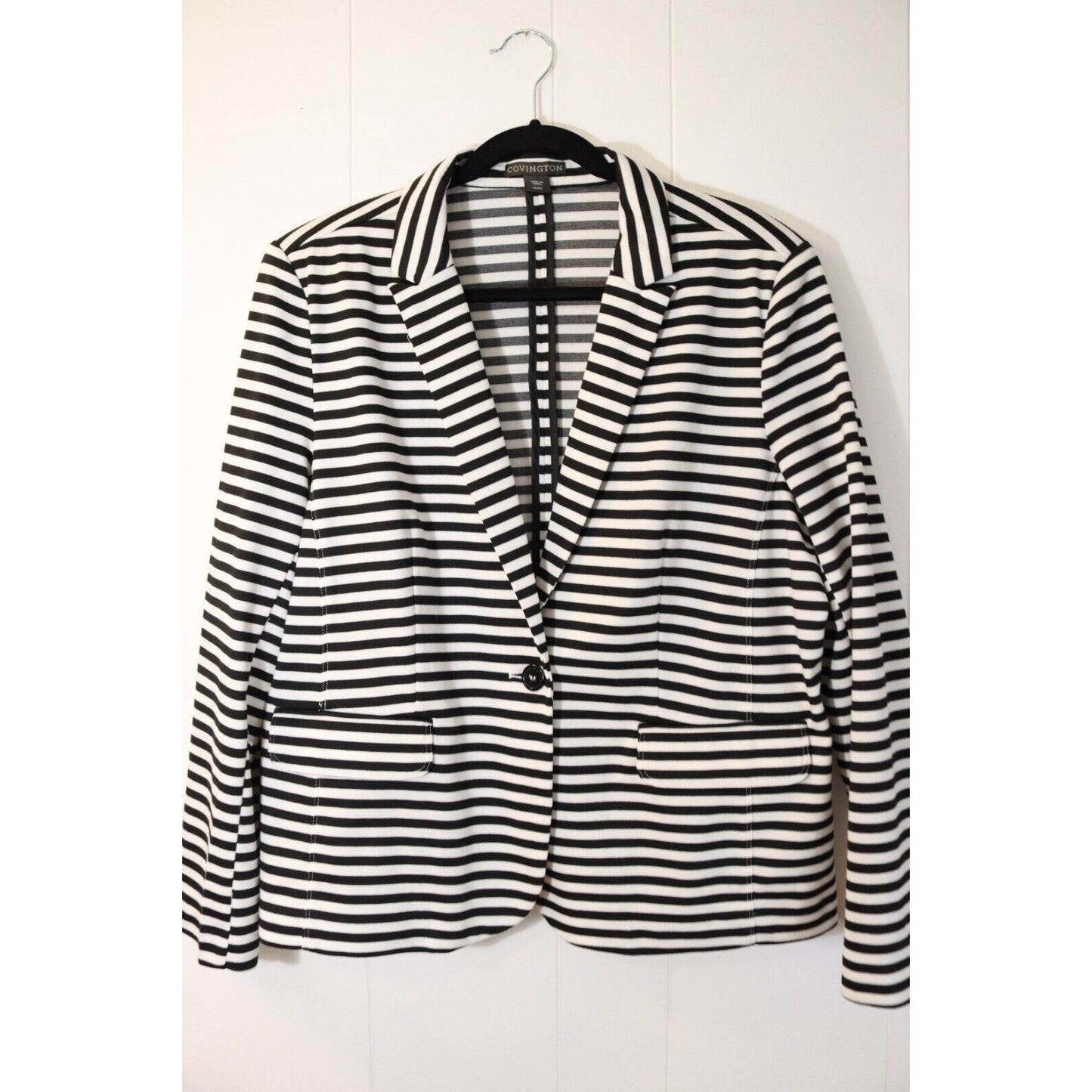 Covington Stripe Blazer Size XL Long Sleeve Black and White