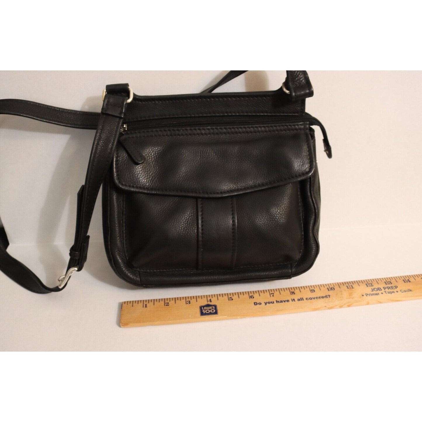 Fossil Black Leather Crossbody Credit Card Organizer Bag Adjustable