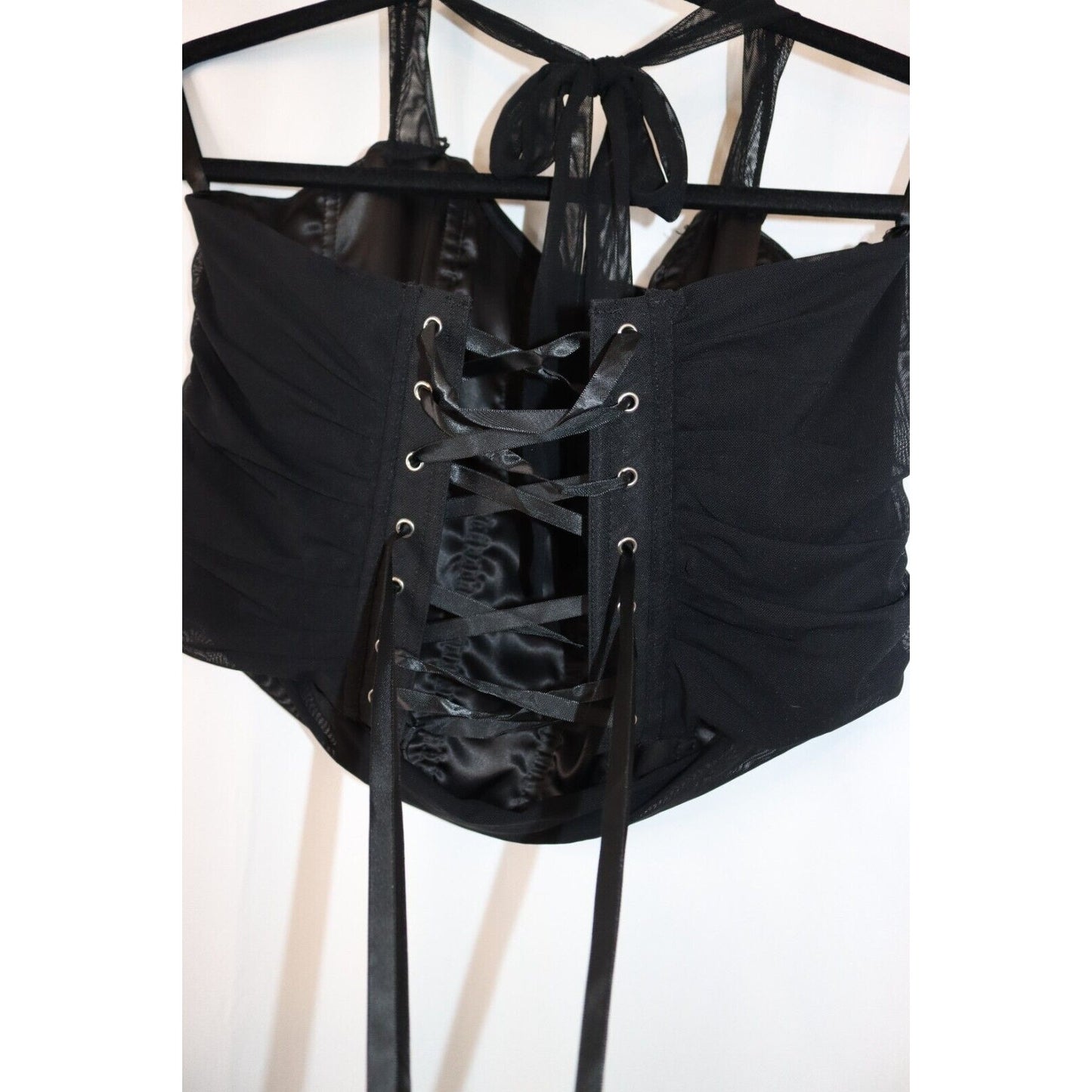 Unbranded Corset Top Black Back Tie Gothic Size 2X