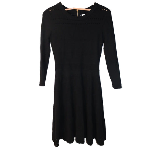 Eliza J Black Skater Dress Size Medium Long Sleeve Stretch