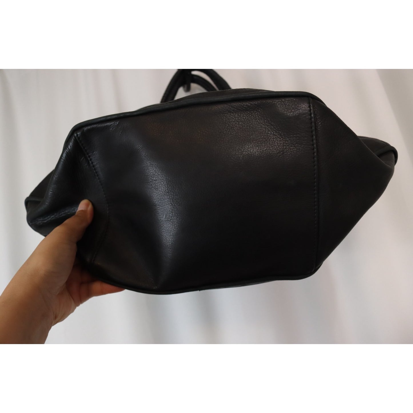 Pour La Victoire Black Leather Bag Large Double Handle Shoulder Bag