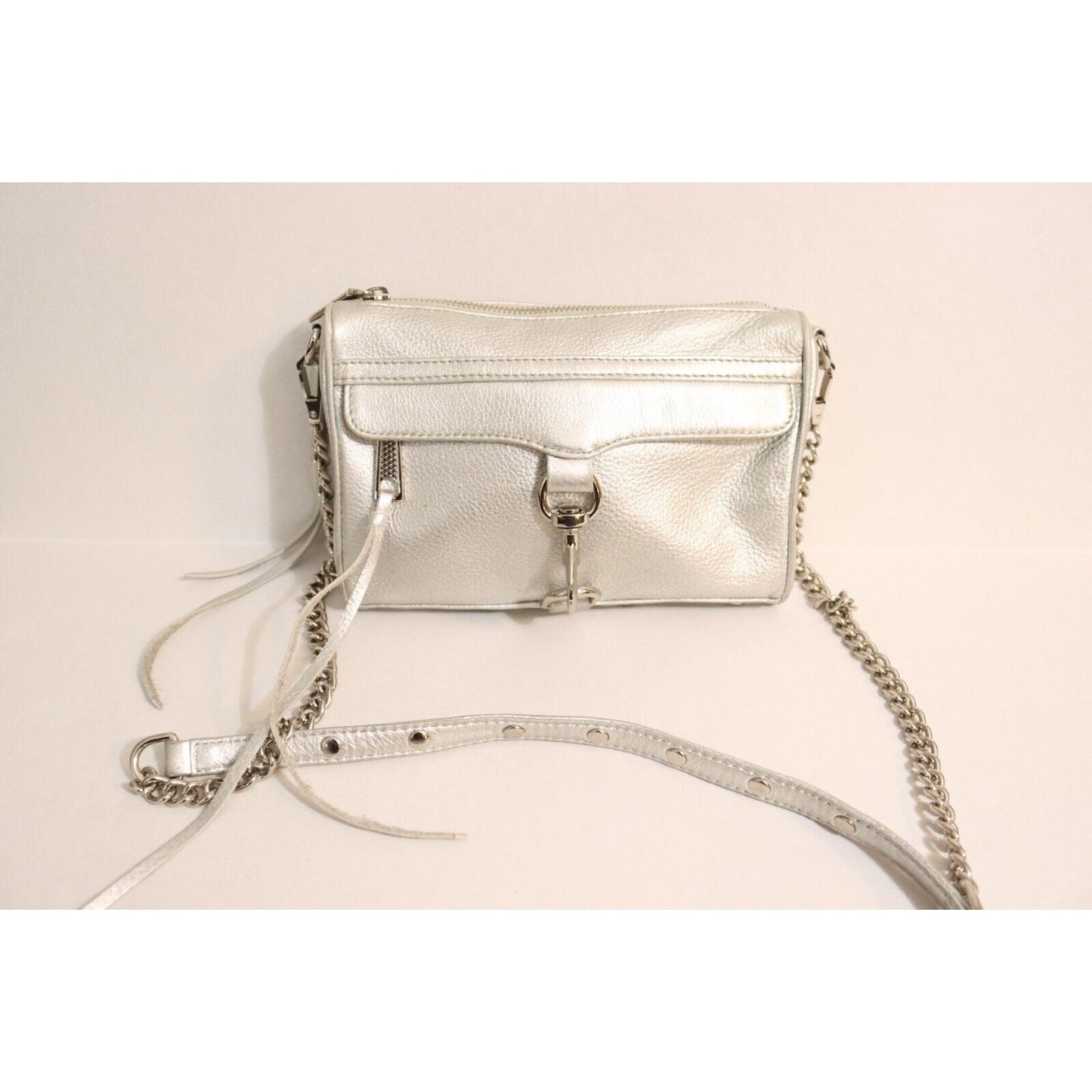 Rebecca Minkoff Silver Leather Chain and Leather Crossbody Strap