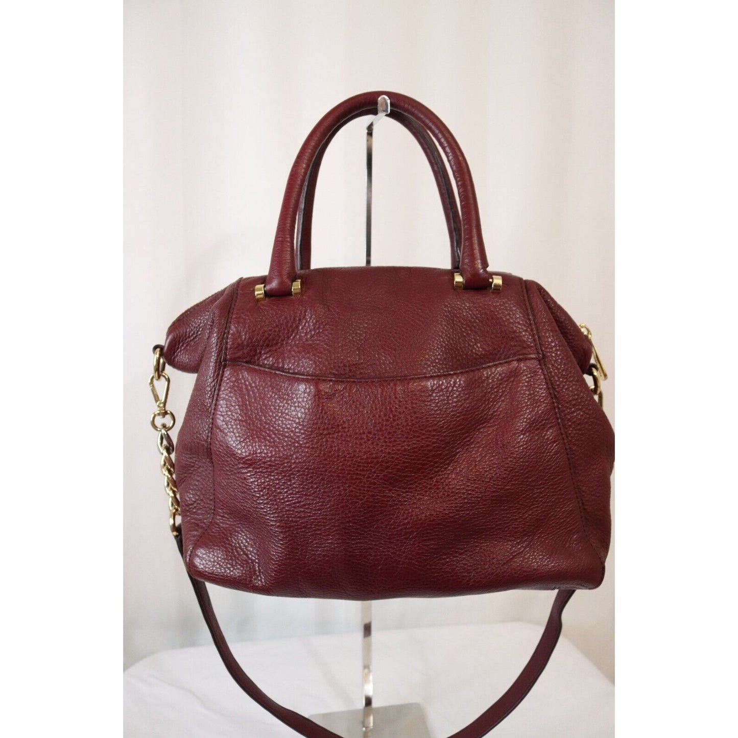 Michael Kors Maroon Crossbody Top Satchel Bag Soft Leather Flaws