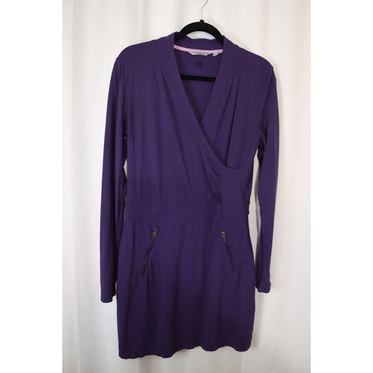 Athleta Bodycon Purple Dress V-Neck Size Medium