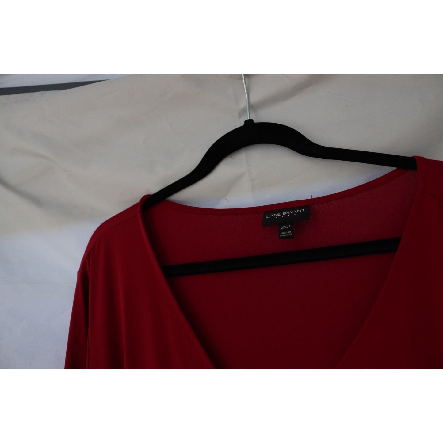Lane Bryant Red Faux Wrap Dress Size 22/24 High Low Long Sleeve