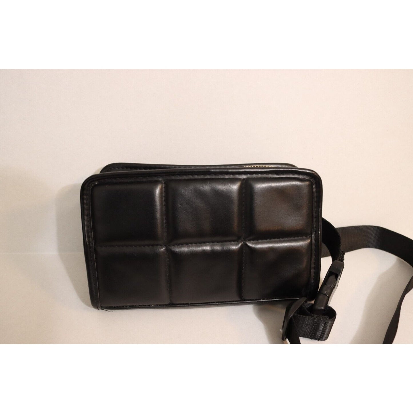 Amanda Uprichard NY Black vegan Leather Quilted Fanny Pack Belt Bag