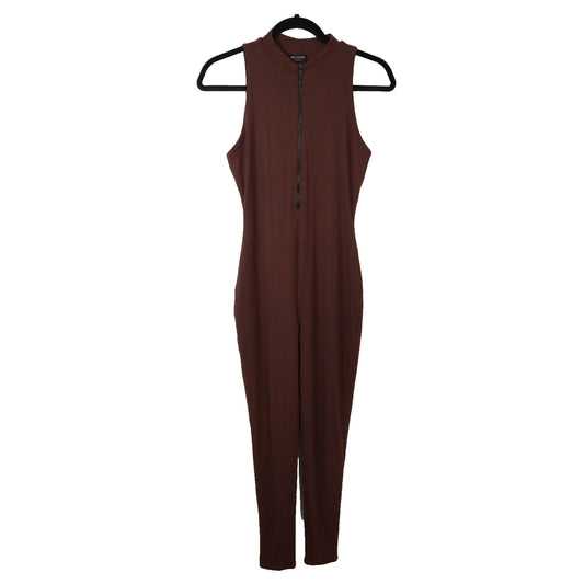 Naked Wardrobe Brown Jumpsuit Zip Sleeveless One Piece Size 1/XS