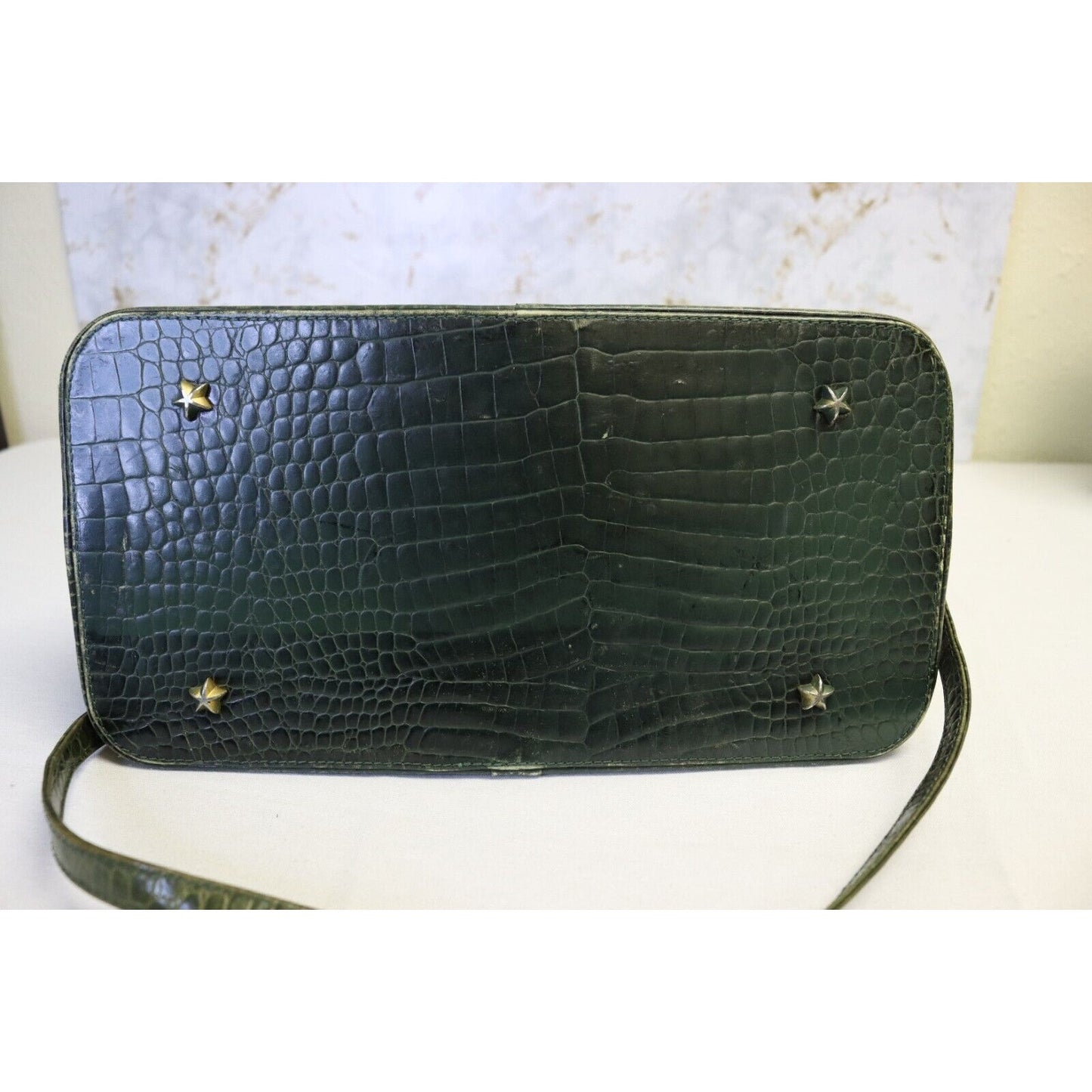 Vintage Vicenza 1993 Crocodile Embossed Leather Shoulder Bag Handbag