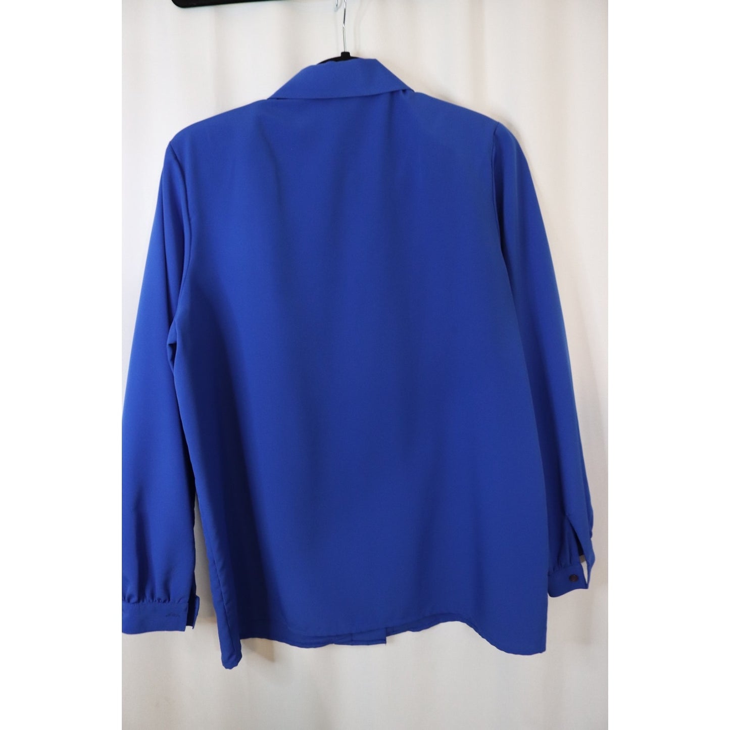 Vintage Fashion Attitudes Blue Long Sleeve Hidden Button Top Polyester Size 12