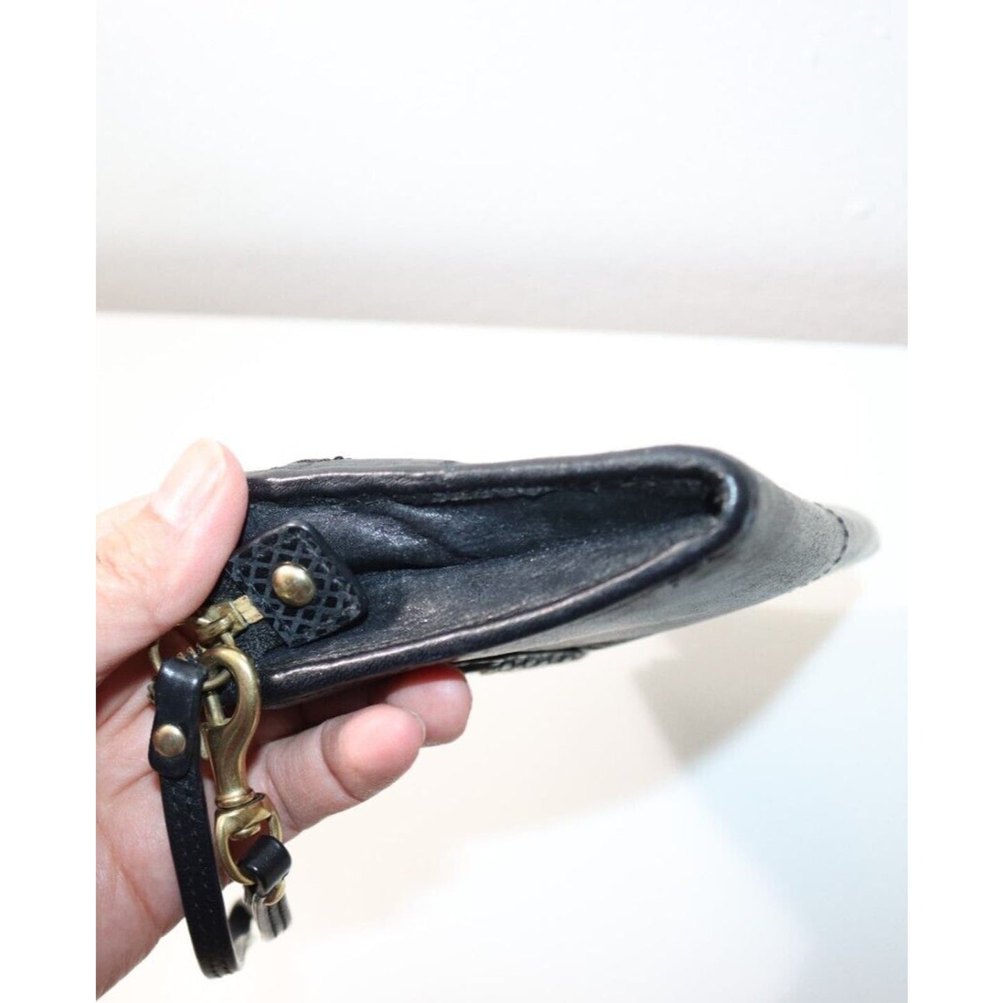 Coach Black Leather Wristlet/Wallet