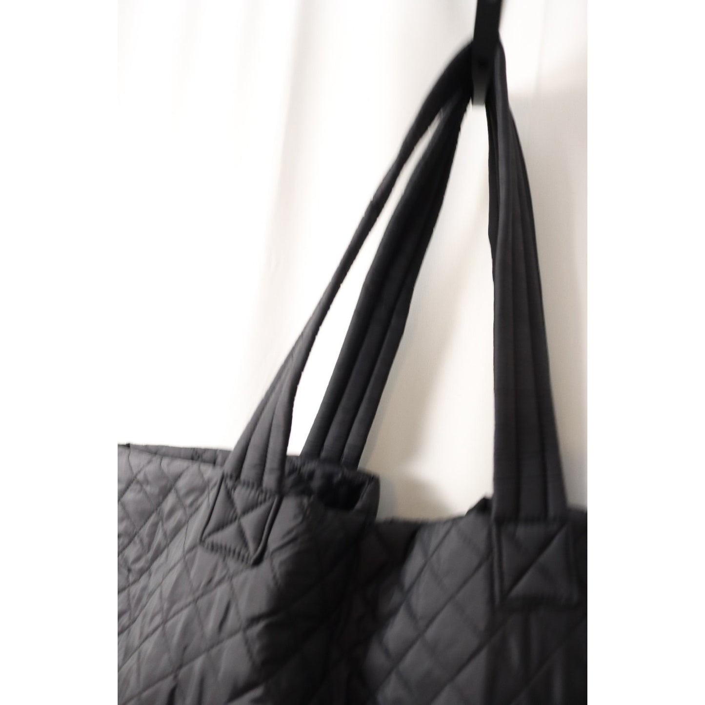 Jockey Black Quilted Tote Bag Snap Button Medium