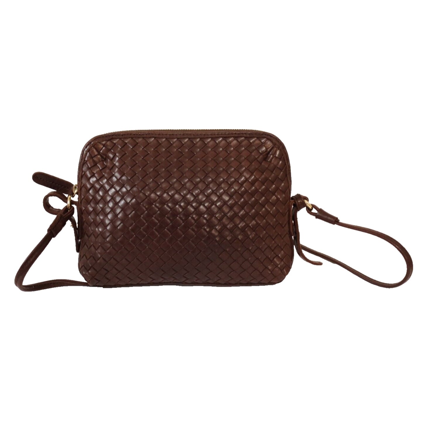 Margot Brown Leather Woven Crossbody Adjustable