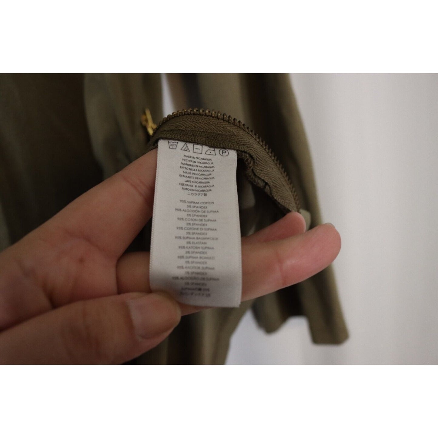 Michael Kors XL Green 3/4 Sleeve Top Side Zip Ruching Cotton Spandex