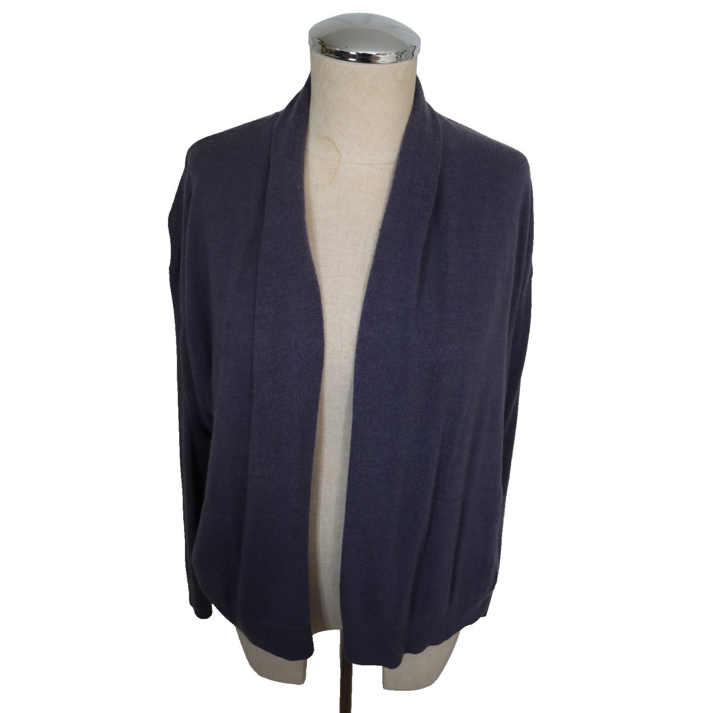 Eileen Fisher Purple Open Cardigan Size Small Merino Wool Long Sleeve
