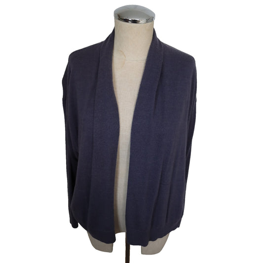 Eileen Fisher Purple Open Cardigan Size Small Merino Wool Long Sleeve
