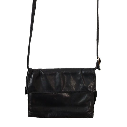 Perlina Soft Black Leather Organizer Crossbody