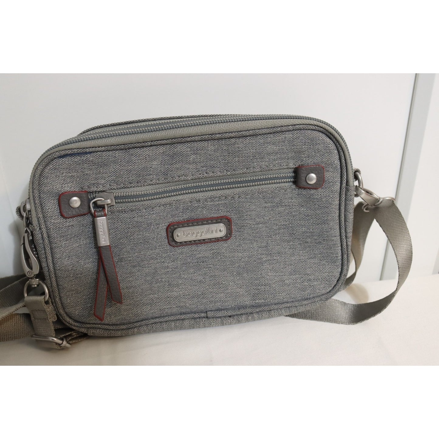 Baggallini Grey Crossbody Bag Rectangle Canvas