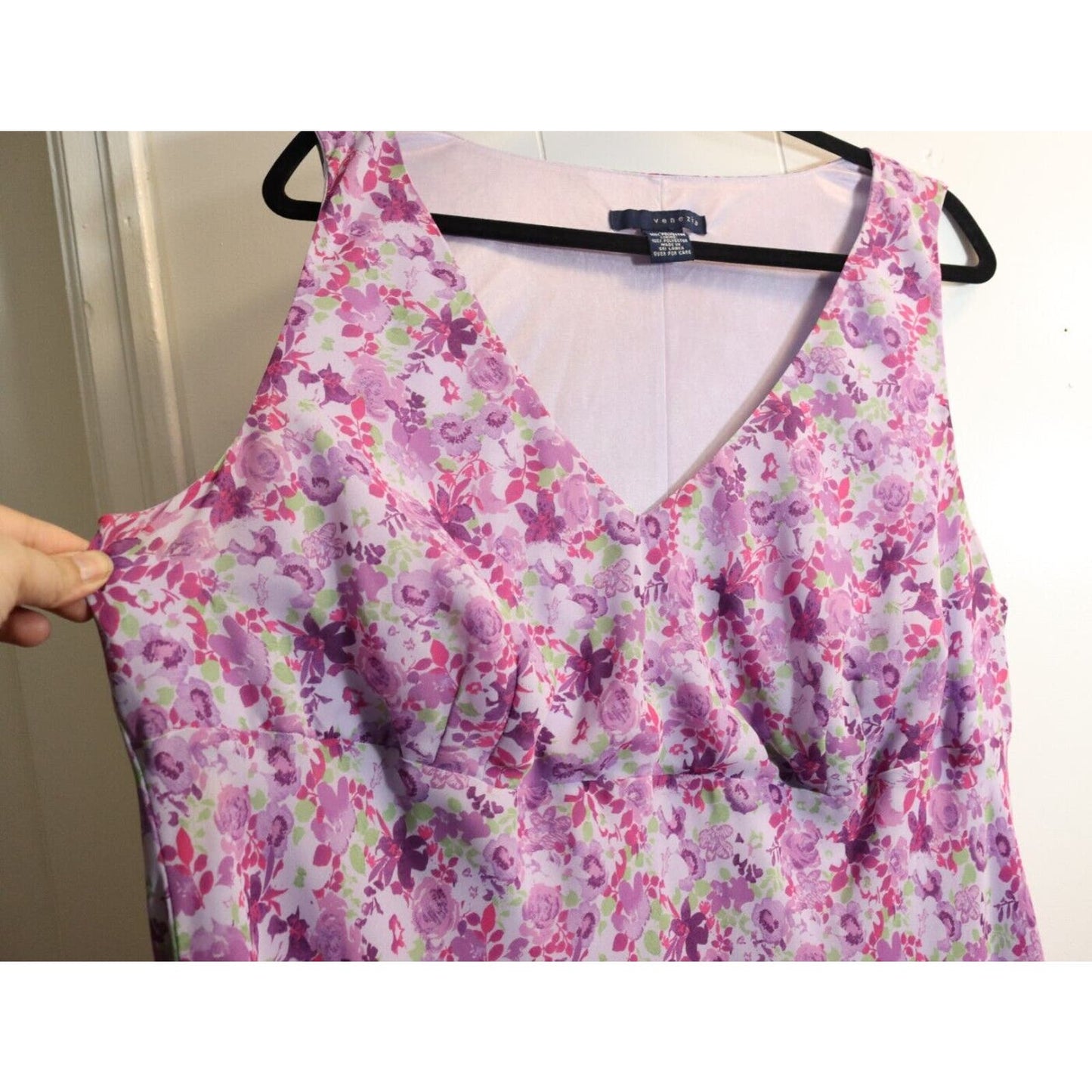 Venezia Dresses Purple Floral Pullover Flirty Ruffle Hem Lined