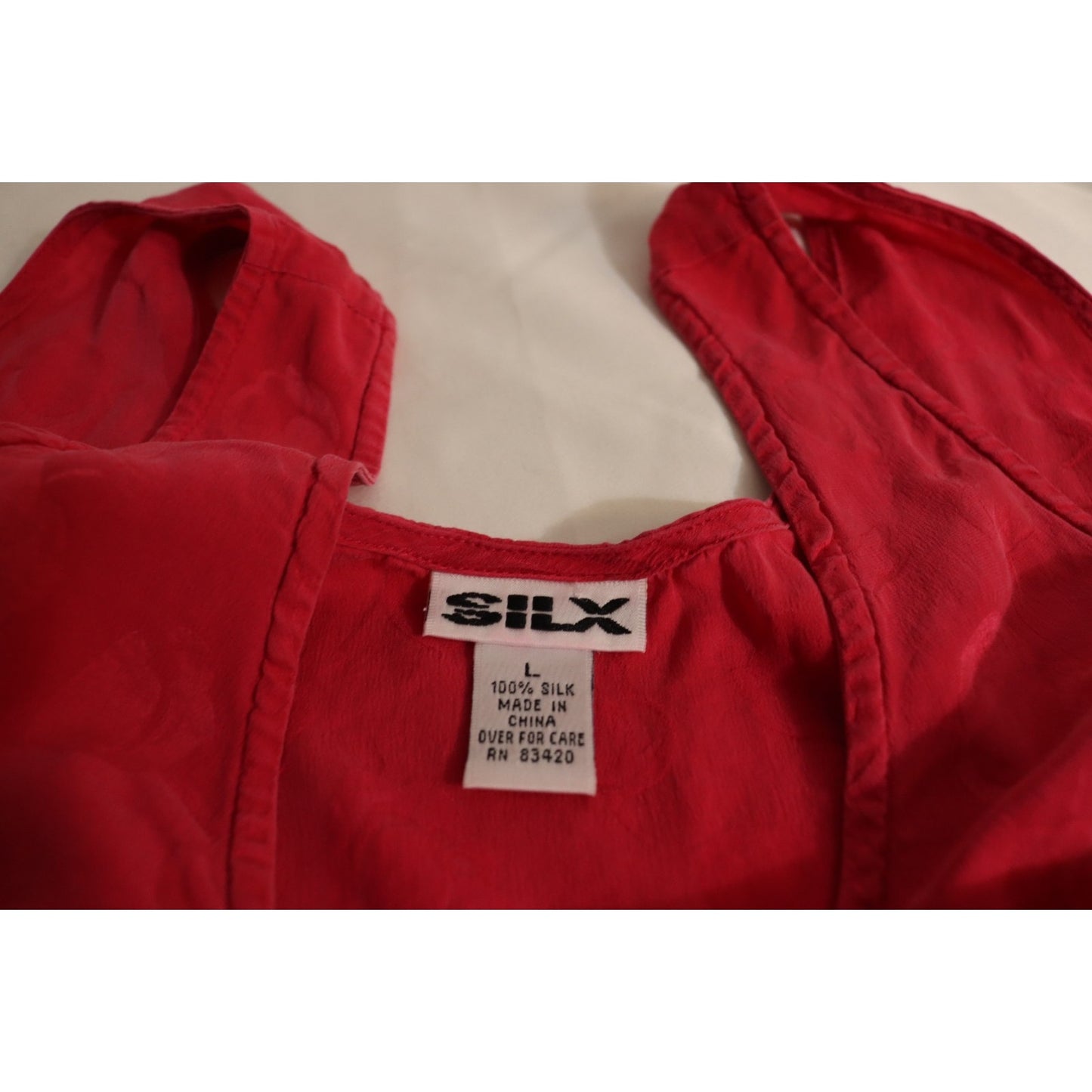 Silx Silk Top Large Short Sleeve Cropped Red