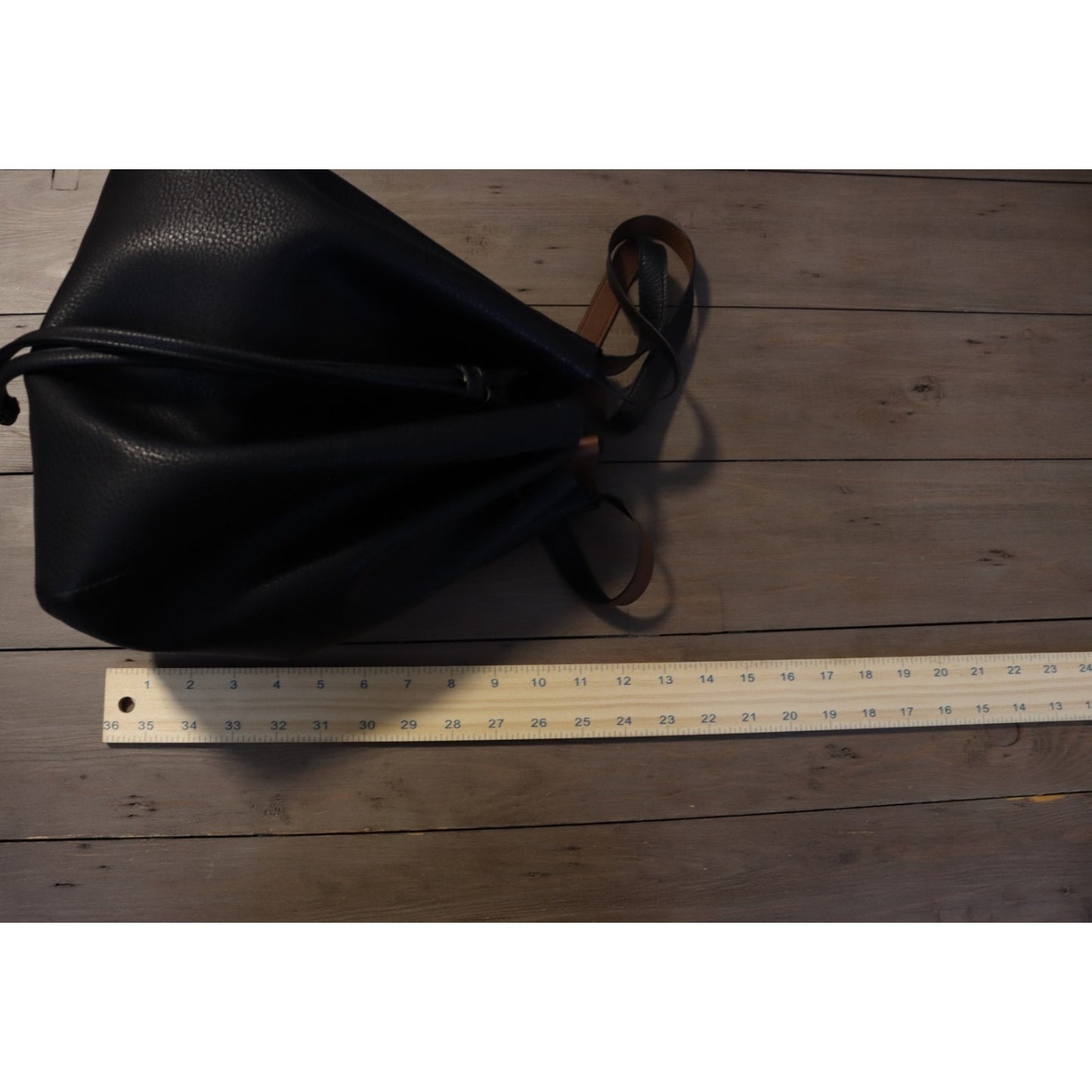 H&M Black Bucket Bag Polyester Double Handle Drawstring