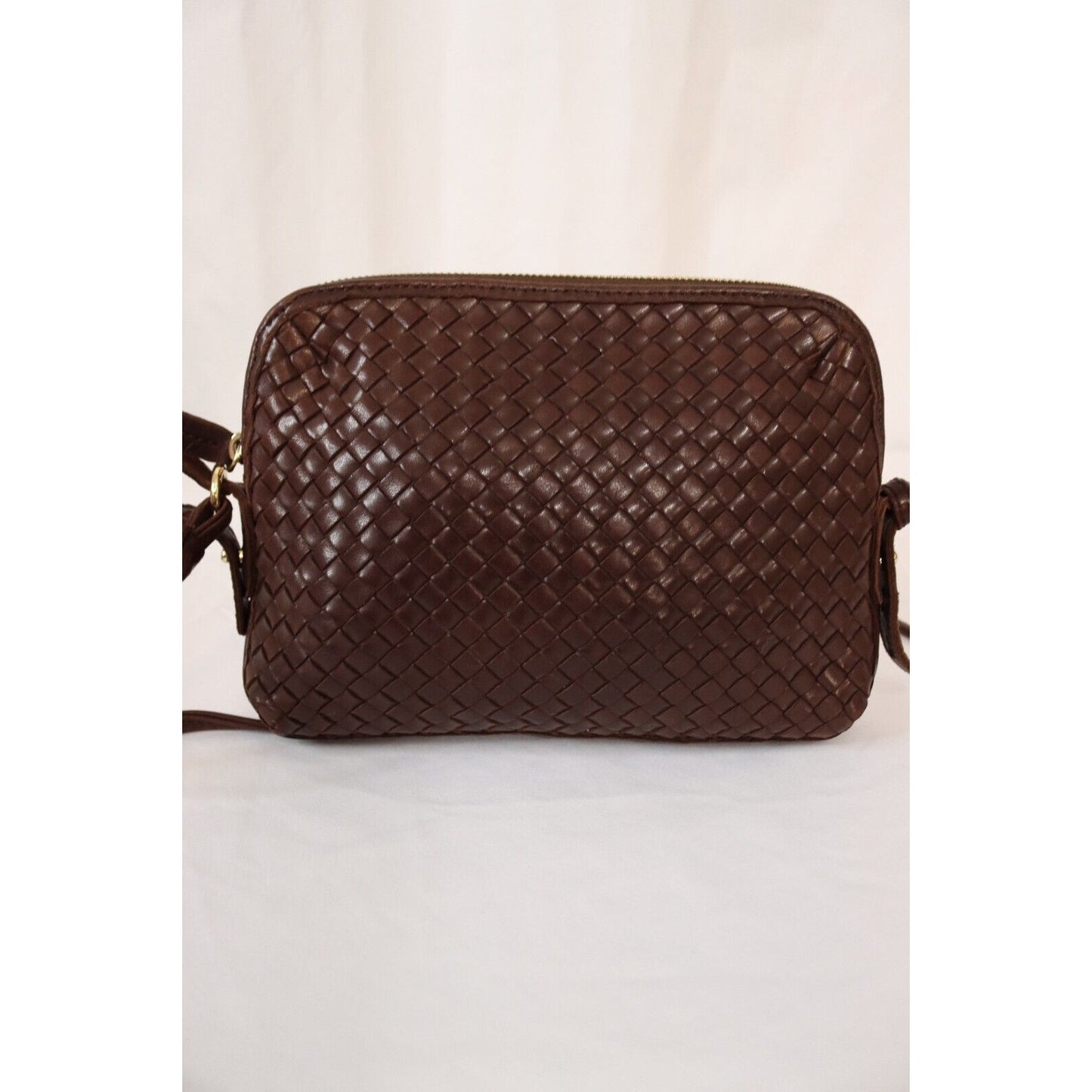 Margot Brown Leather Woven Crossbody Adjustable