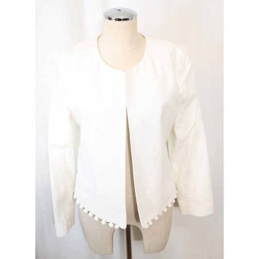 J. Crew White Blazer Size Medium Linen/Cotton