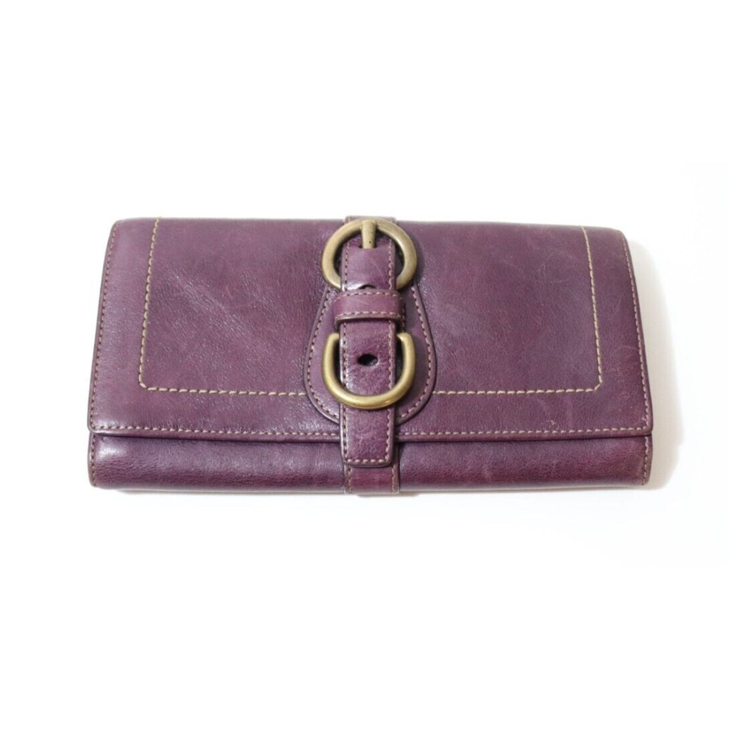 Coach Purple Wallet Legacy Stripe Interior Gold Hardware