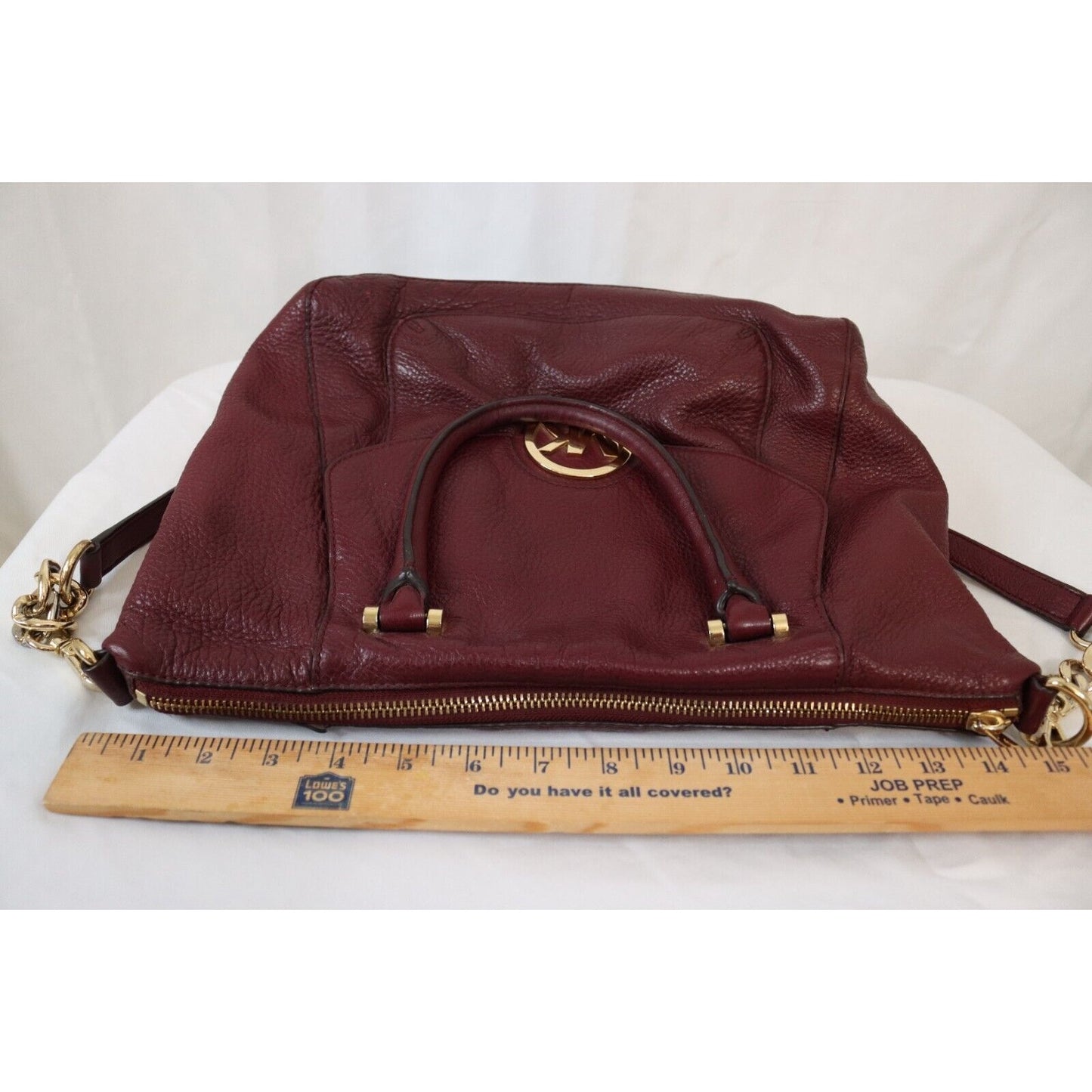 Michael Kors Maroon Crossbody Top Satchel Bag Soft Leather Flaws