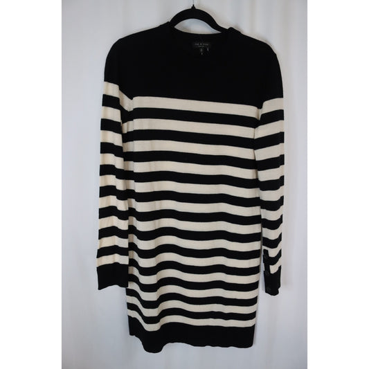 Rag and Bone Small Black White Stripe Dress Long Sleeve