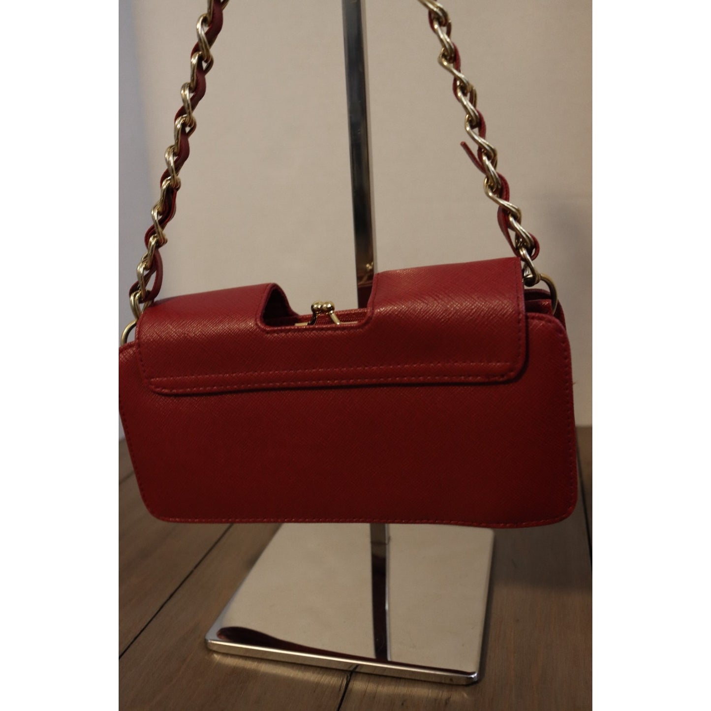 Issac Mizrahi By Target Wallet Small Red Faux Leather Gold