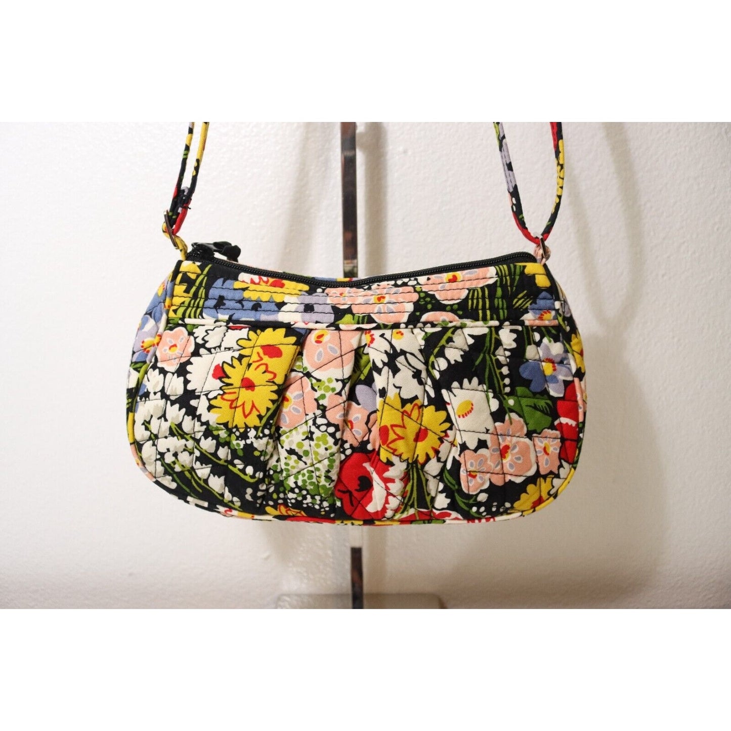 Vera Bradley Small Crossbody/Shoulder Bag Purse Yellow Black Red White Floral