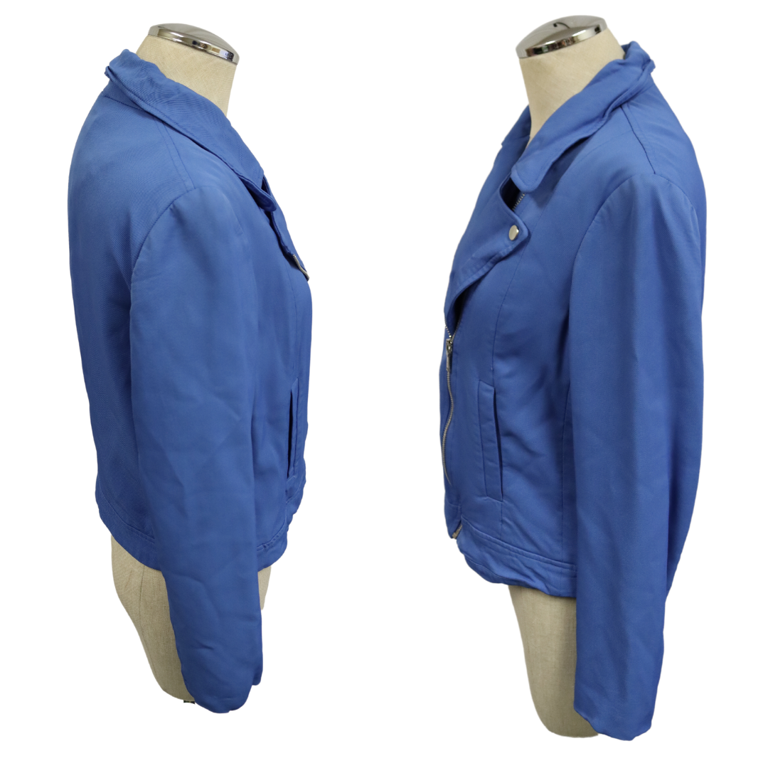 Massimo Dutti Blue Zip Up Jacket Long Sleeve Asymmetrical (K)