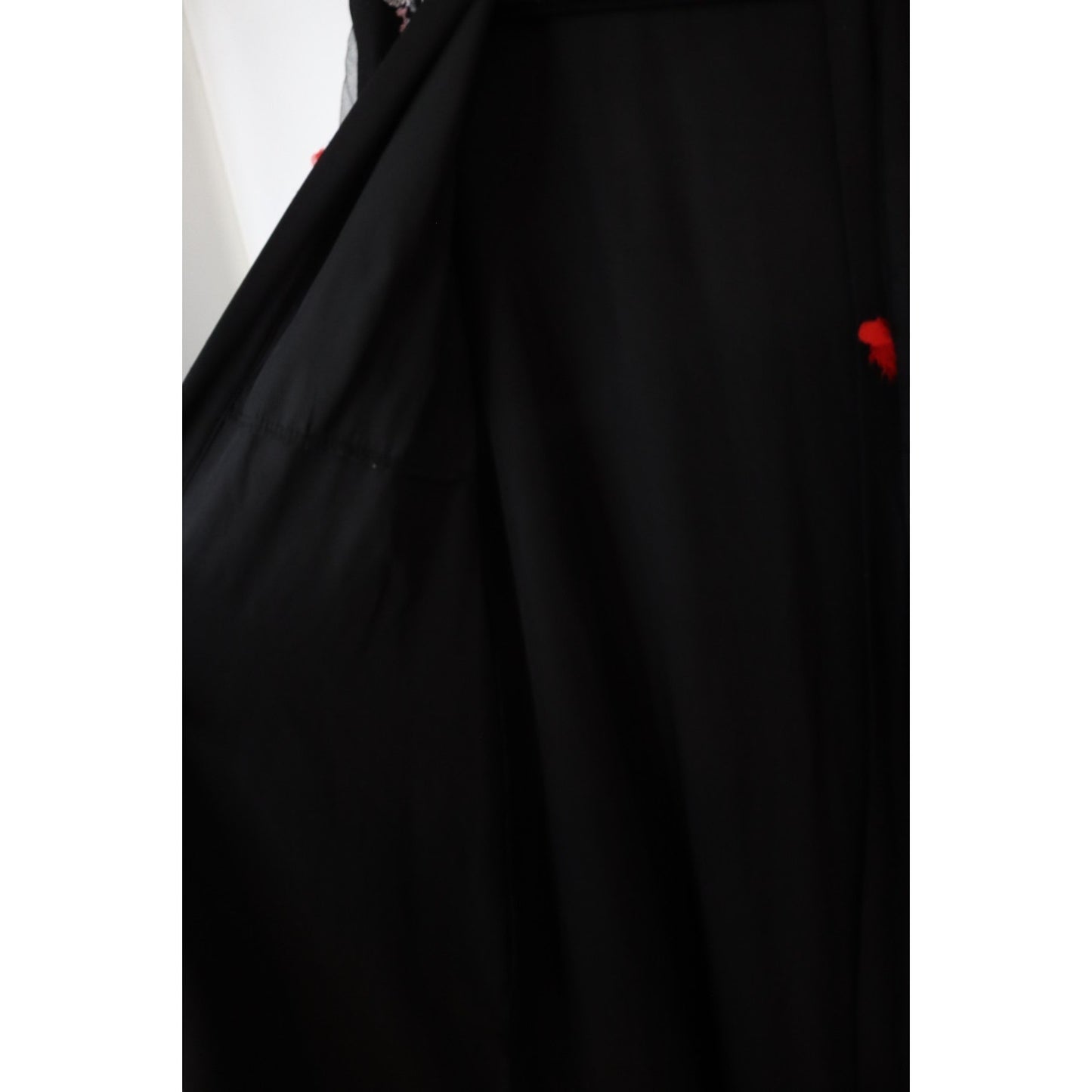 Black Open Abaya Flowers Embroidery XL